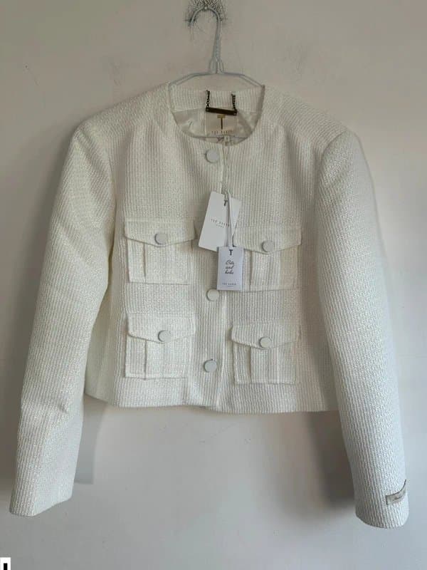Ted Baker Ted Baker woven blazer jacket ivory white cream short new weave 10 size 2 £250