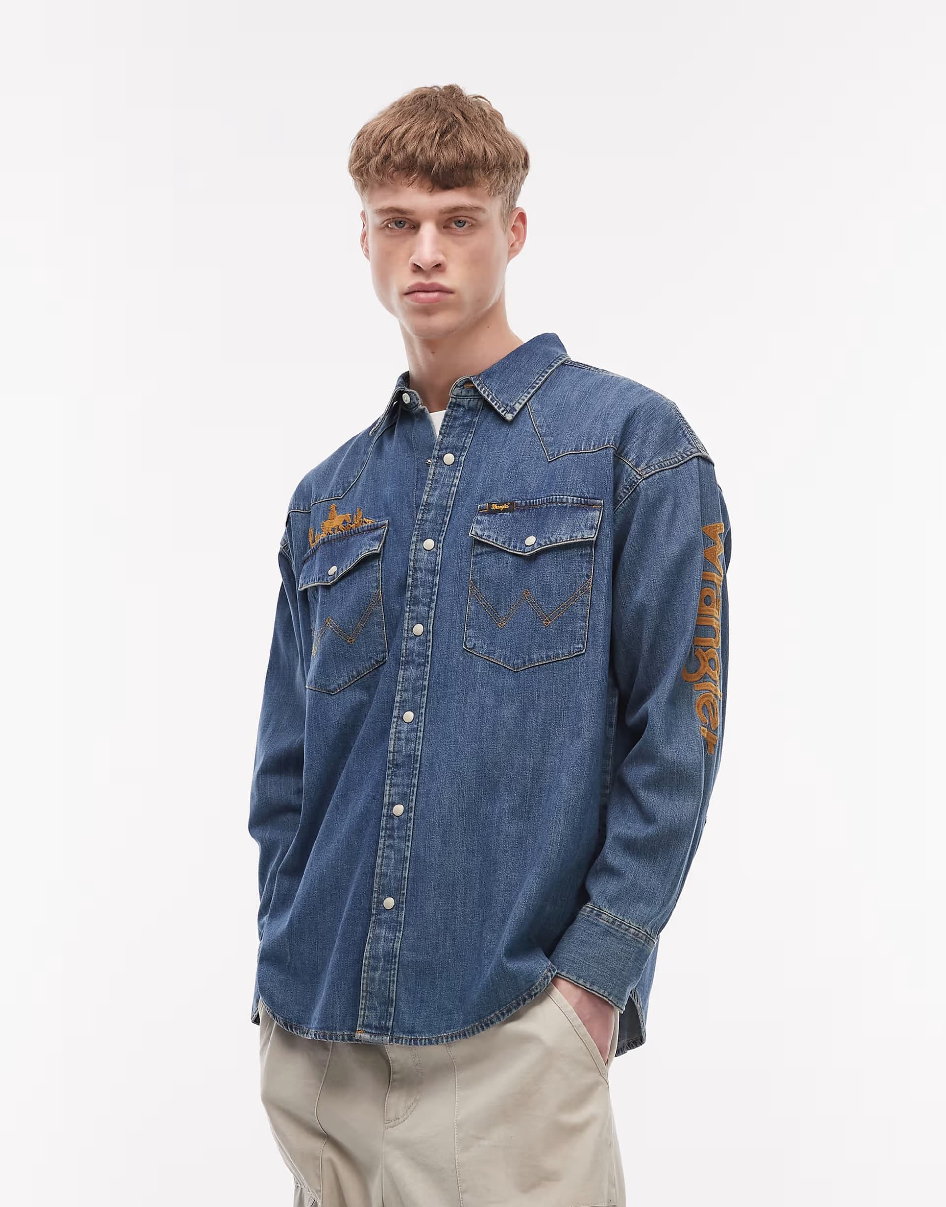 ASOS Wrangler western shirt in blue denim