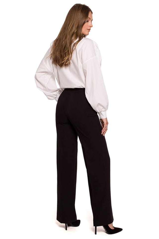 Love Lace Love Lace Women's Elegant Straight Leg Button Zip Trousers in Black - 2