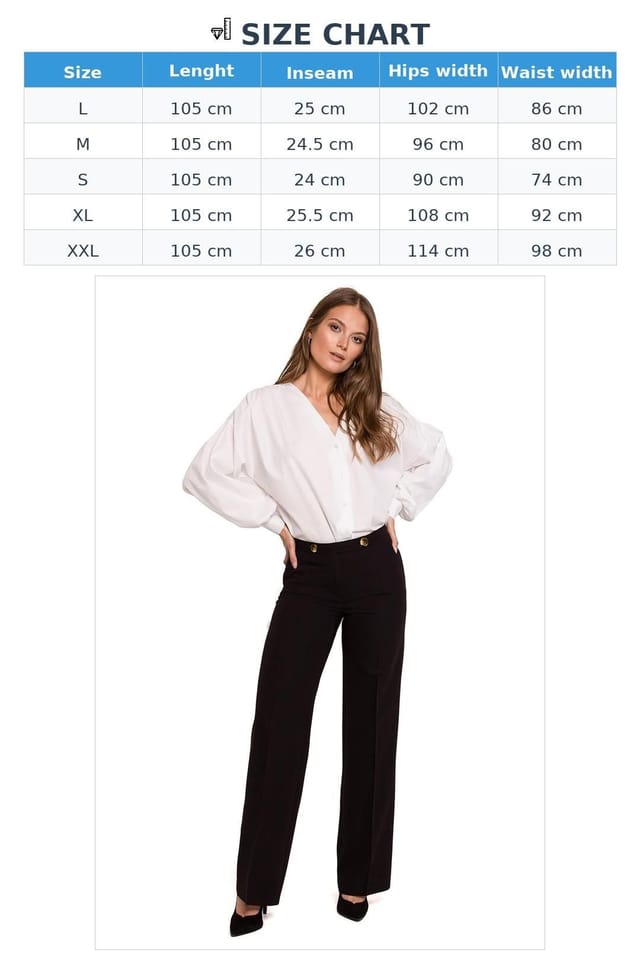 Love Lace Love Lace Women's Elegant Straight Leg Button Zip Trousers in Black - 3