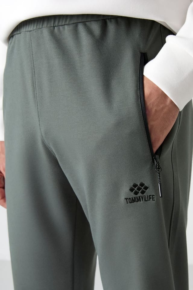Tommy Life Tommy Life Men's Regular Fit Straight-Leg Sweatpants in Khaki - 3