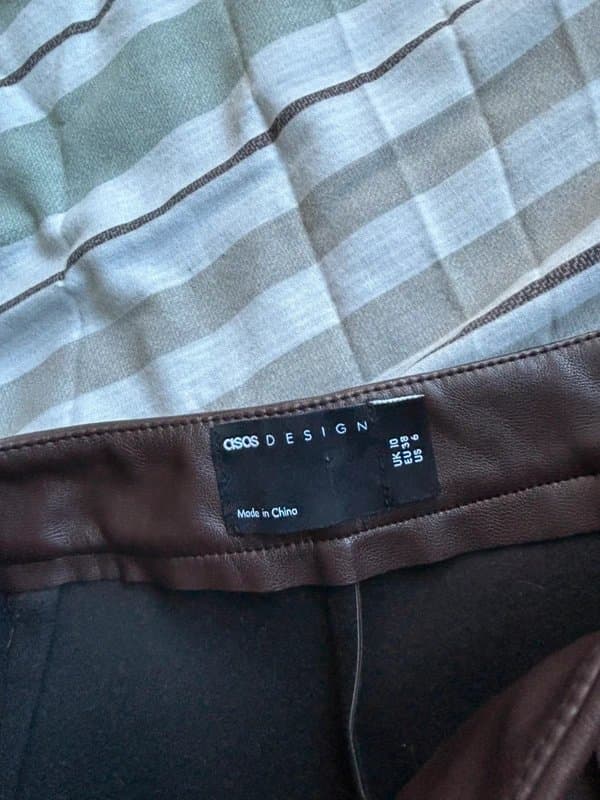 ASOS Brown leather flared jeans size 10