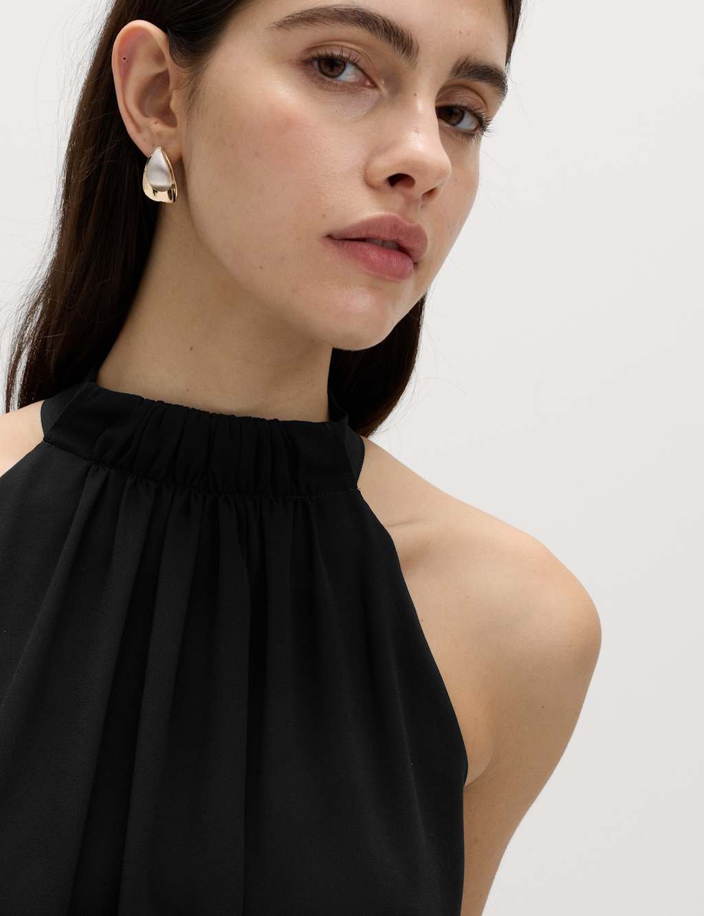 Marks & Spencer M&S Draped Halter Neck Longline Top Black - 2