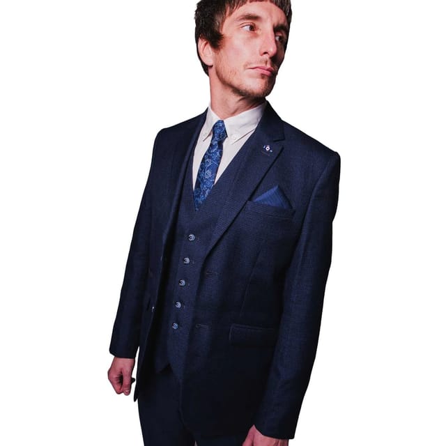Lambretta Lambretta Men's Spencer Checked Waistcoat in Navy - 3