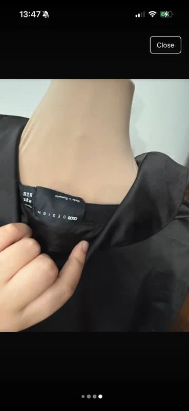 ASOS Design black satin silky shirt dress mini long sleeve button goth elegant curve plus size 18