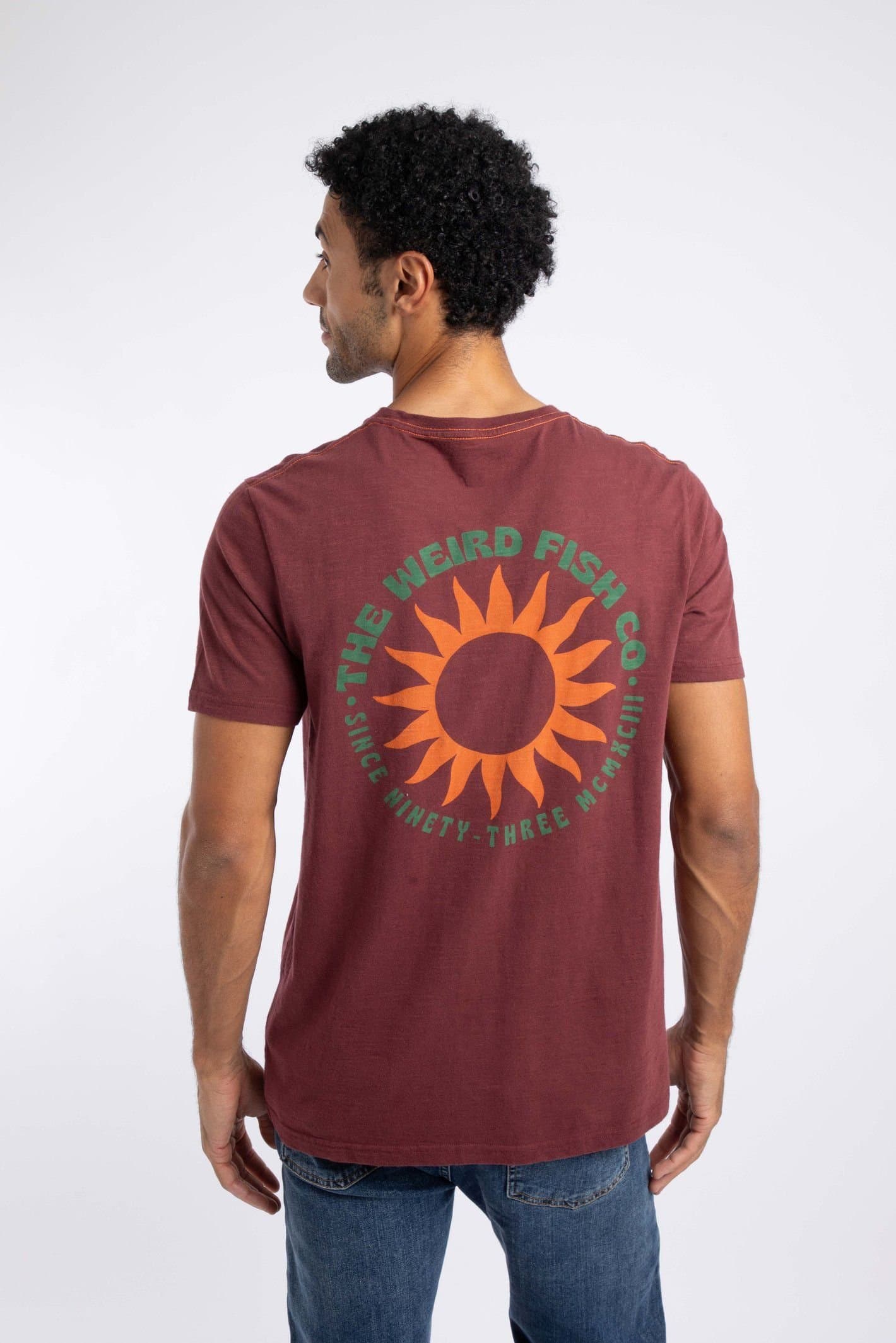 Weird Fish Weird Fish Men's Sun Beam Graphic T-Shirt in Wine