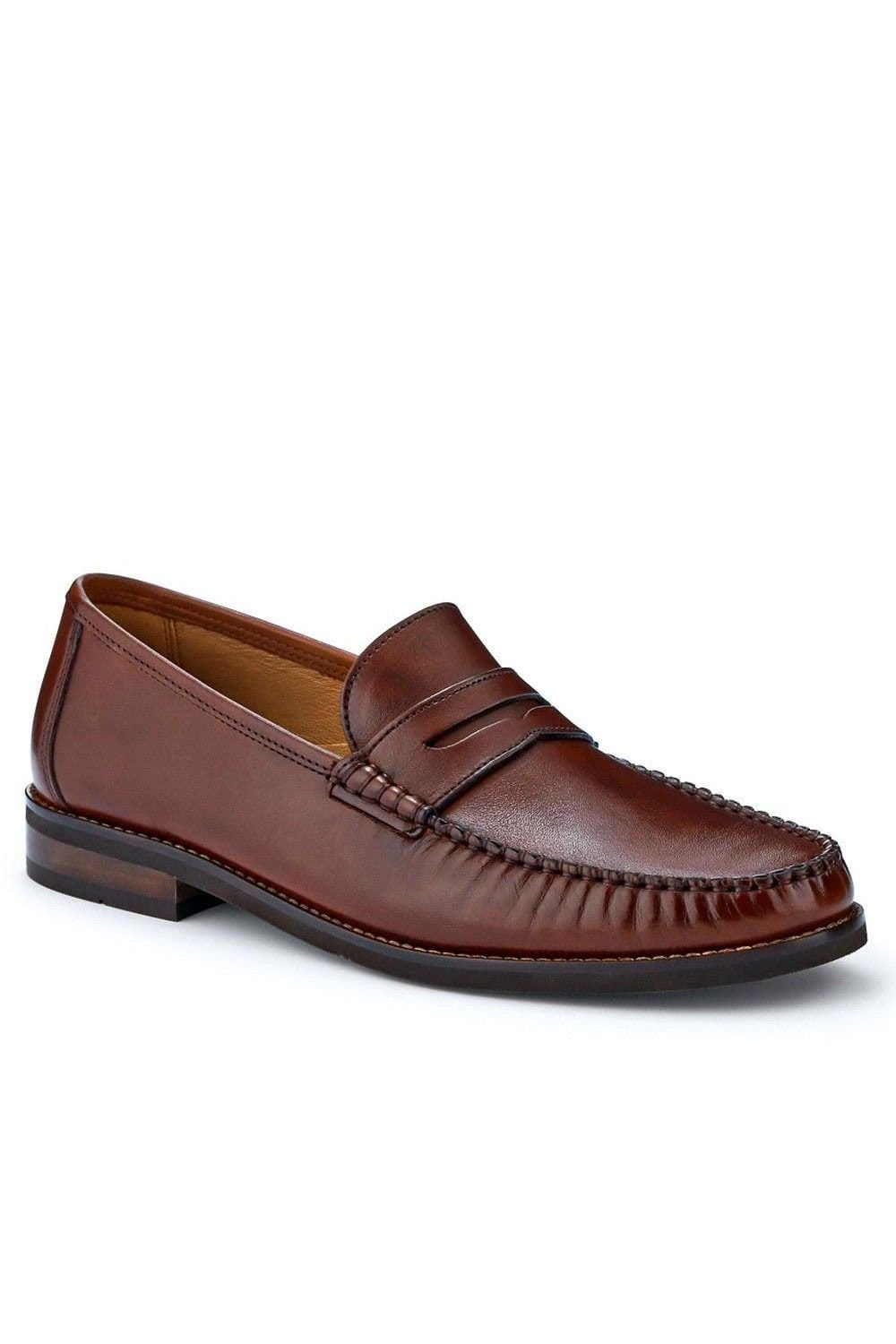 Jones Bootmaker Jones Bootmaker Men's Quennell Leather Penny Loafers in Light Brown - 1