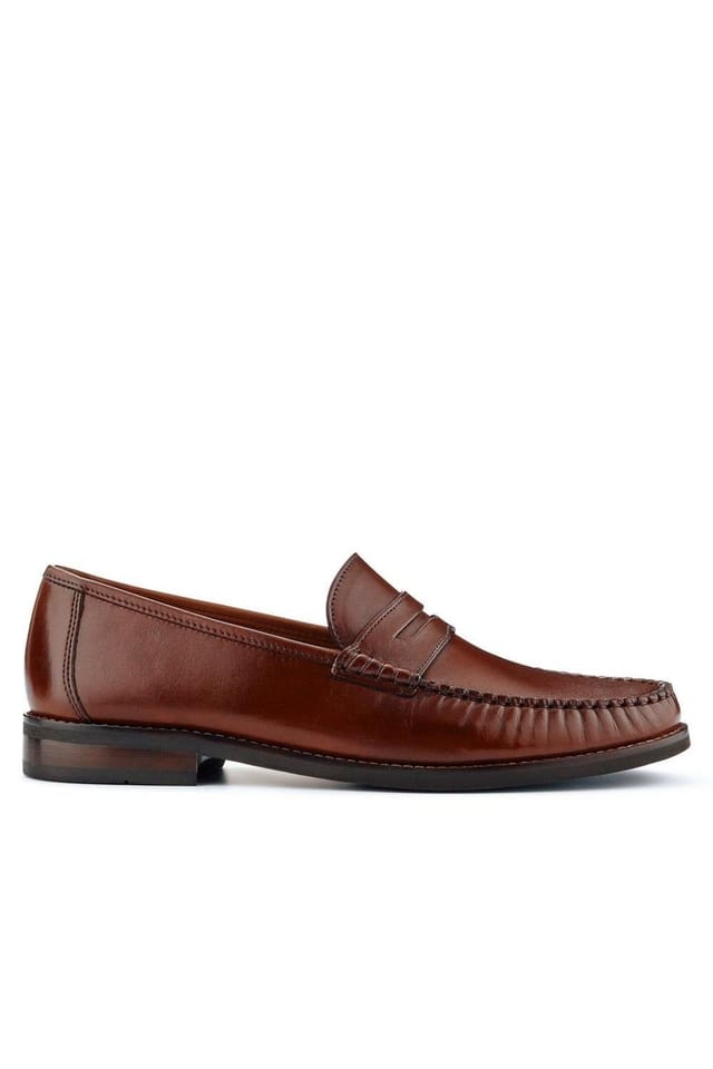Jones Bootmaker Jones Bootmaker Men's Quennell Leather Penny Loafers in Light Brown - 2