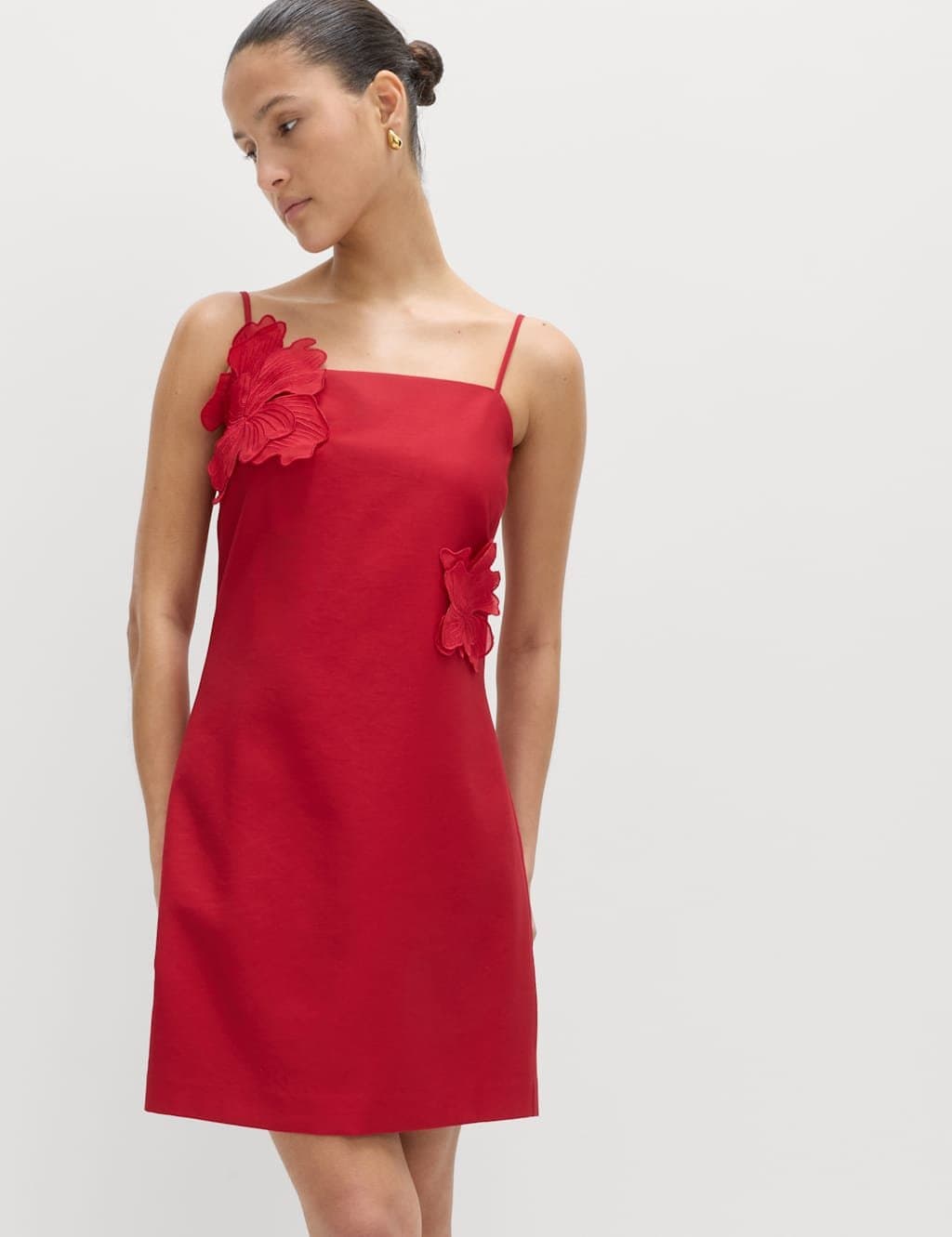 Marks & Spencer M&S Floral Appliqué Mini Shift Dress Red