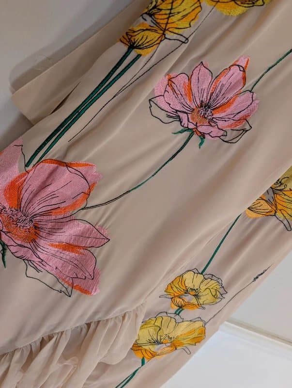 Hope & Ivy Hope & Ivy Brand New Beige Floral Embroidered Special Occasion Wrap "Liliana" Dress