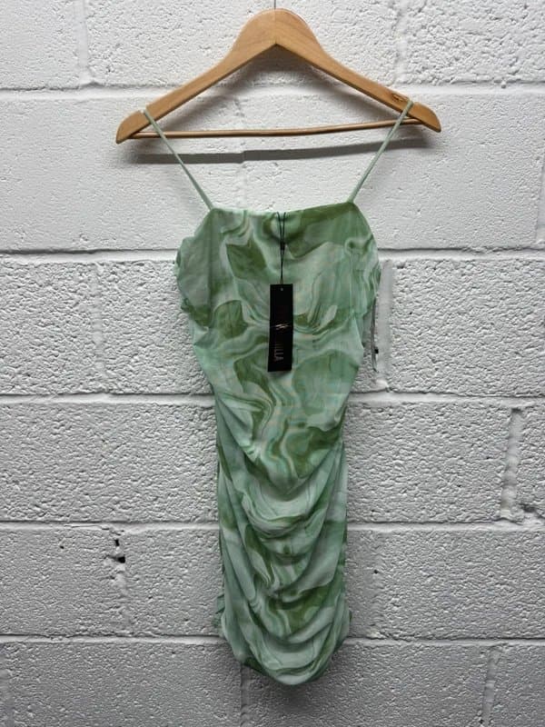 Pink Vanilla Pink Vanilla Mesh Marble Ruched Cami Mini Dress UK 12 New