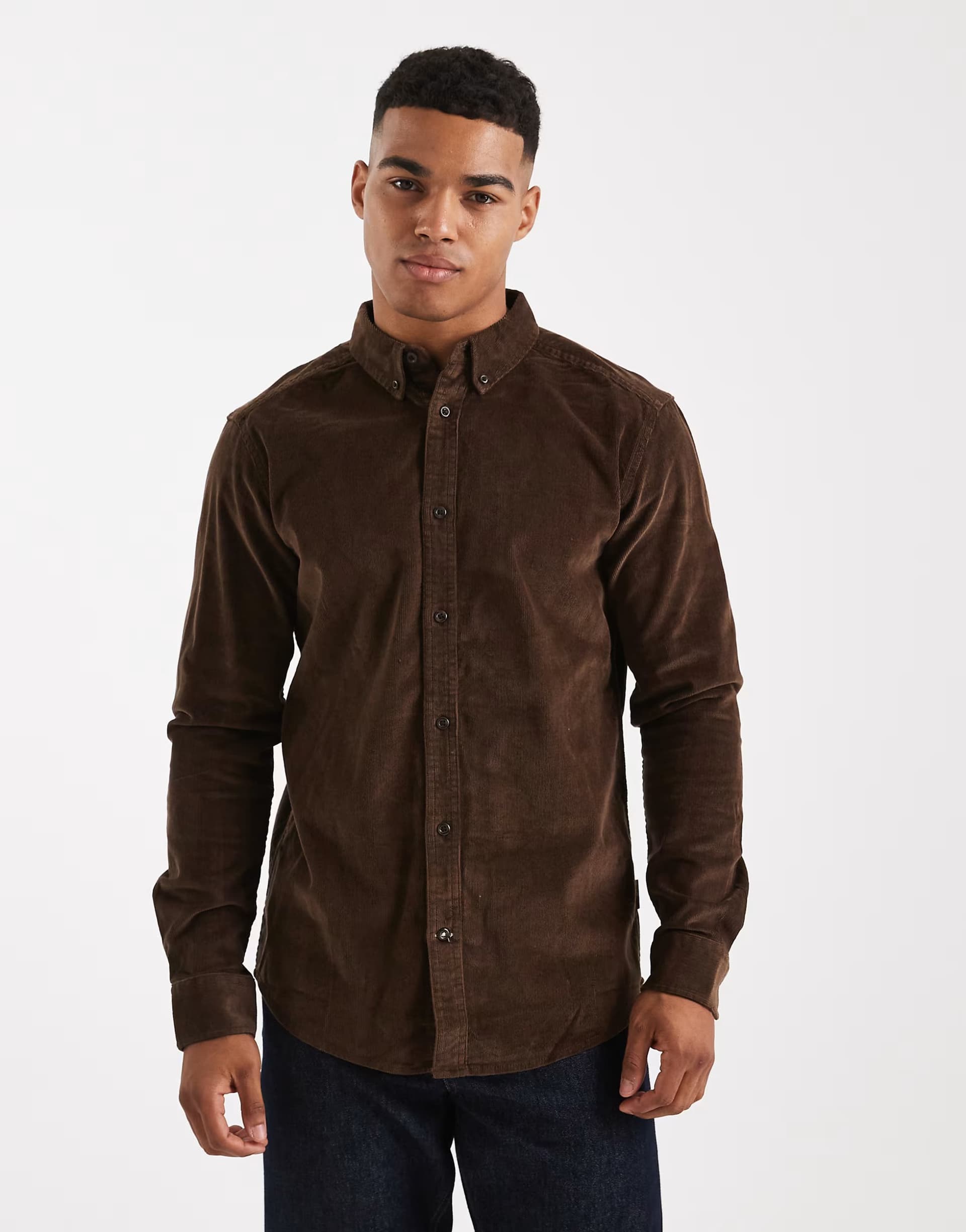 ASOS ONLY & SONS cord shirt in brown