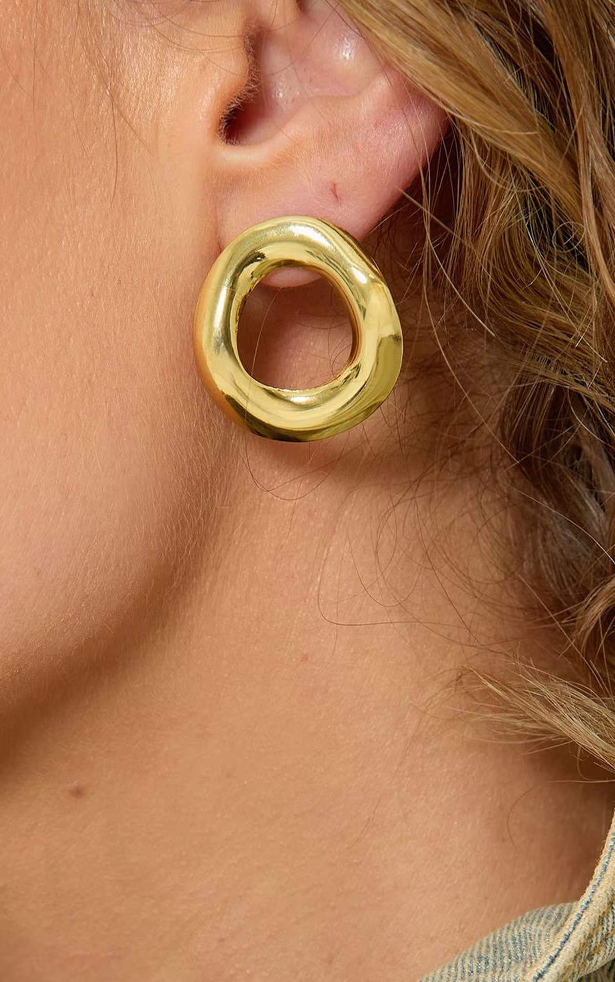 EGO Cut Out Circle Shaped Stud Earrings In Gold, Women's Size UK 0