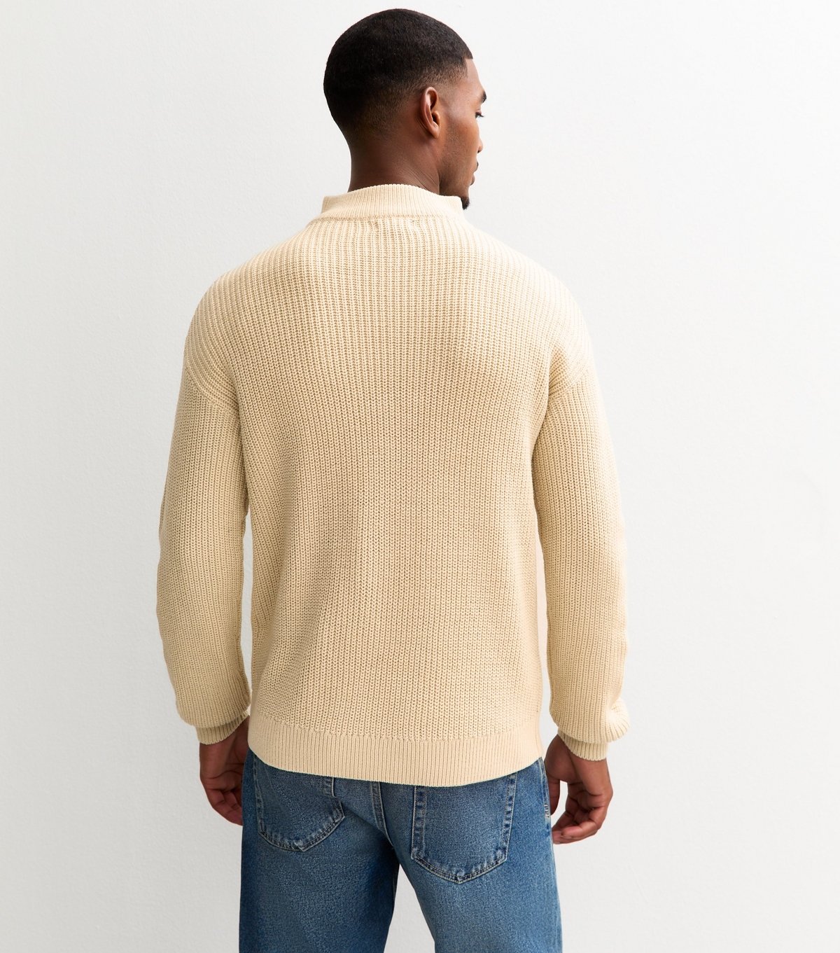 New Look Men's Oatmeal Regular Quarter Zip Funnel Neck Jumper New Look - 4