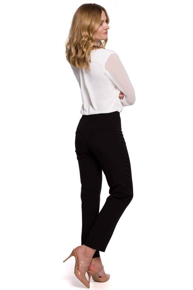 Love Lace Love Lace Women's Straight Cut Trousers with Concealed Zip in Black - 2