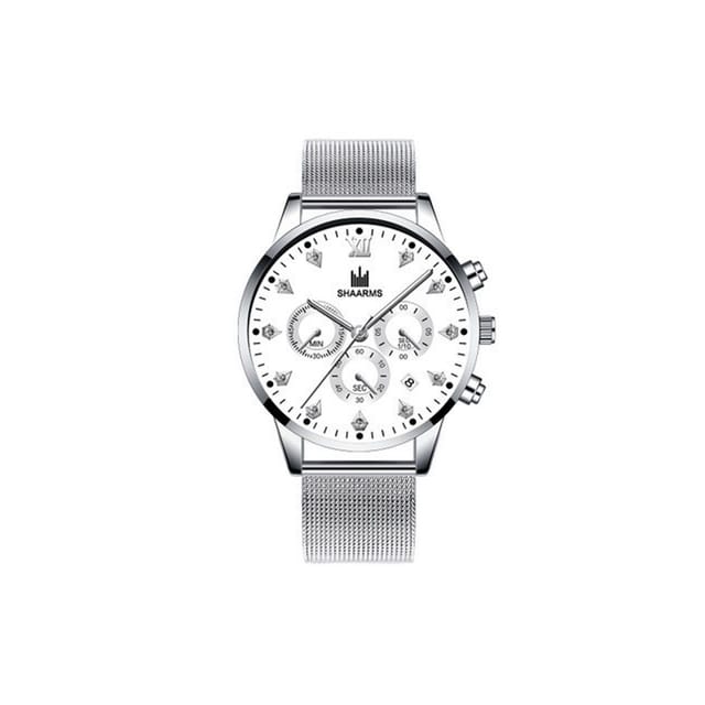 Lovii Lovii Men's Luxury Men Chronograph Mesh Strap Timepiece for Dad in Silver - 2