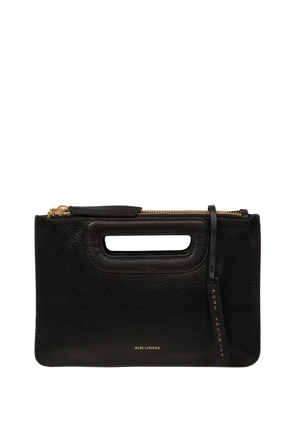 Pure Luxuries London Pure Luxuries London Women's 'Guinevere' Leather Clutch Bag in Black