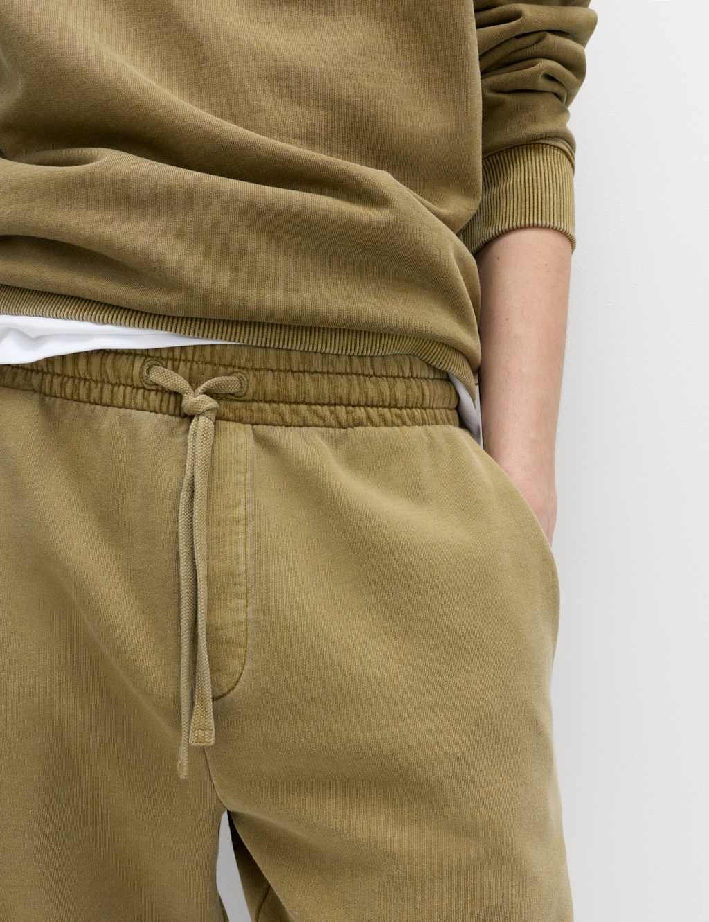 Marks & Spencer M&S Garment Dyed Pure Cotton Joggers Olive - 2