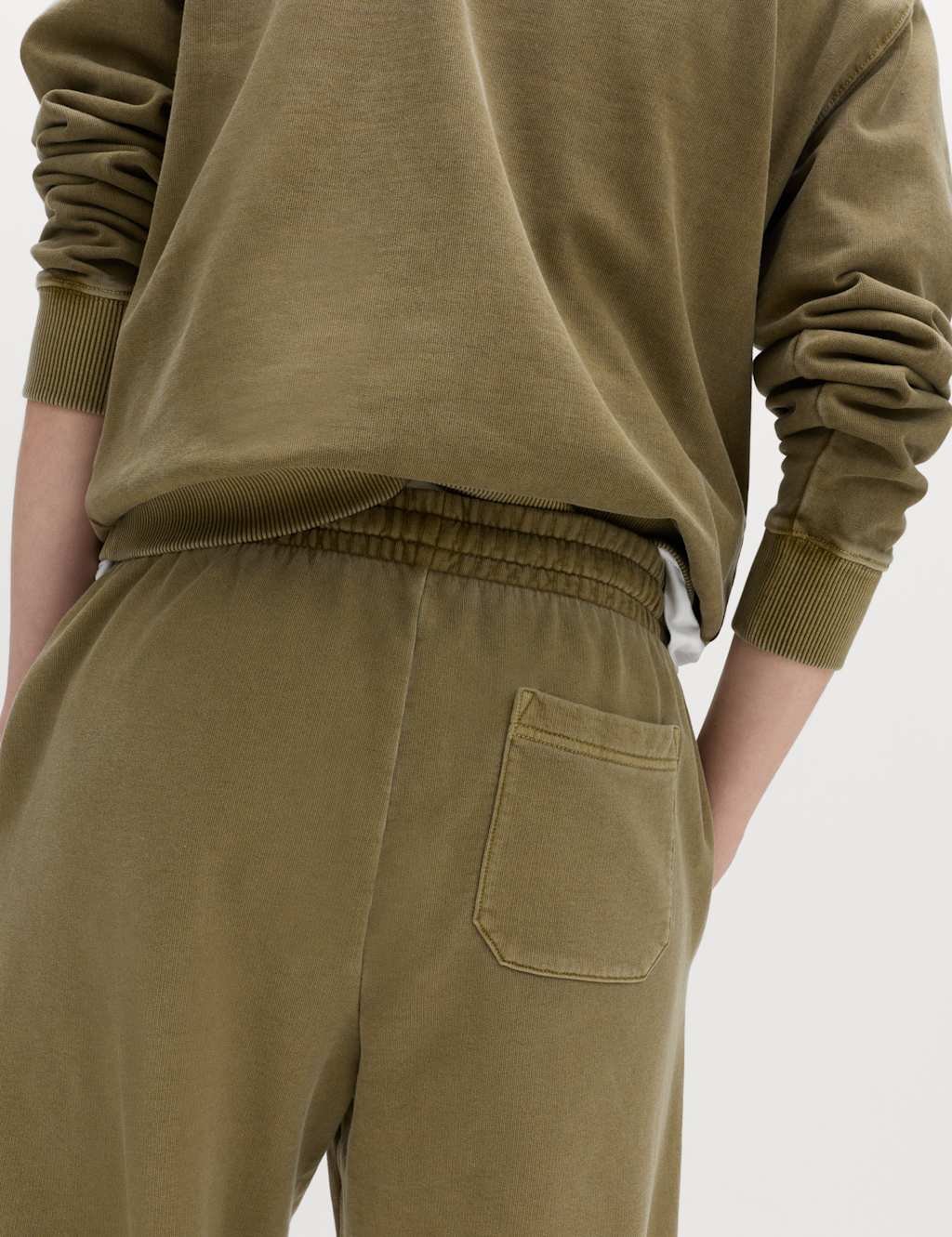 Marks & Spencer M&S Garment Dyed Pure Cotton Joggers Olive - 3