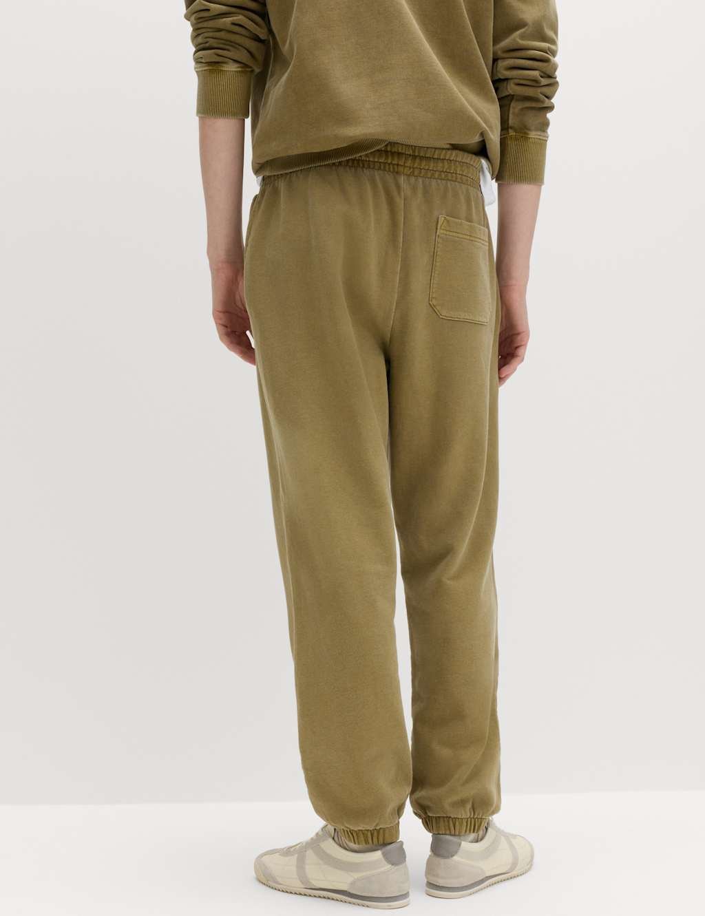 Marks & Spencer M&S Garment Dyed Pure Cotton Joggers Olive - 4