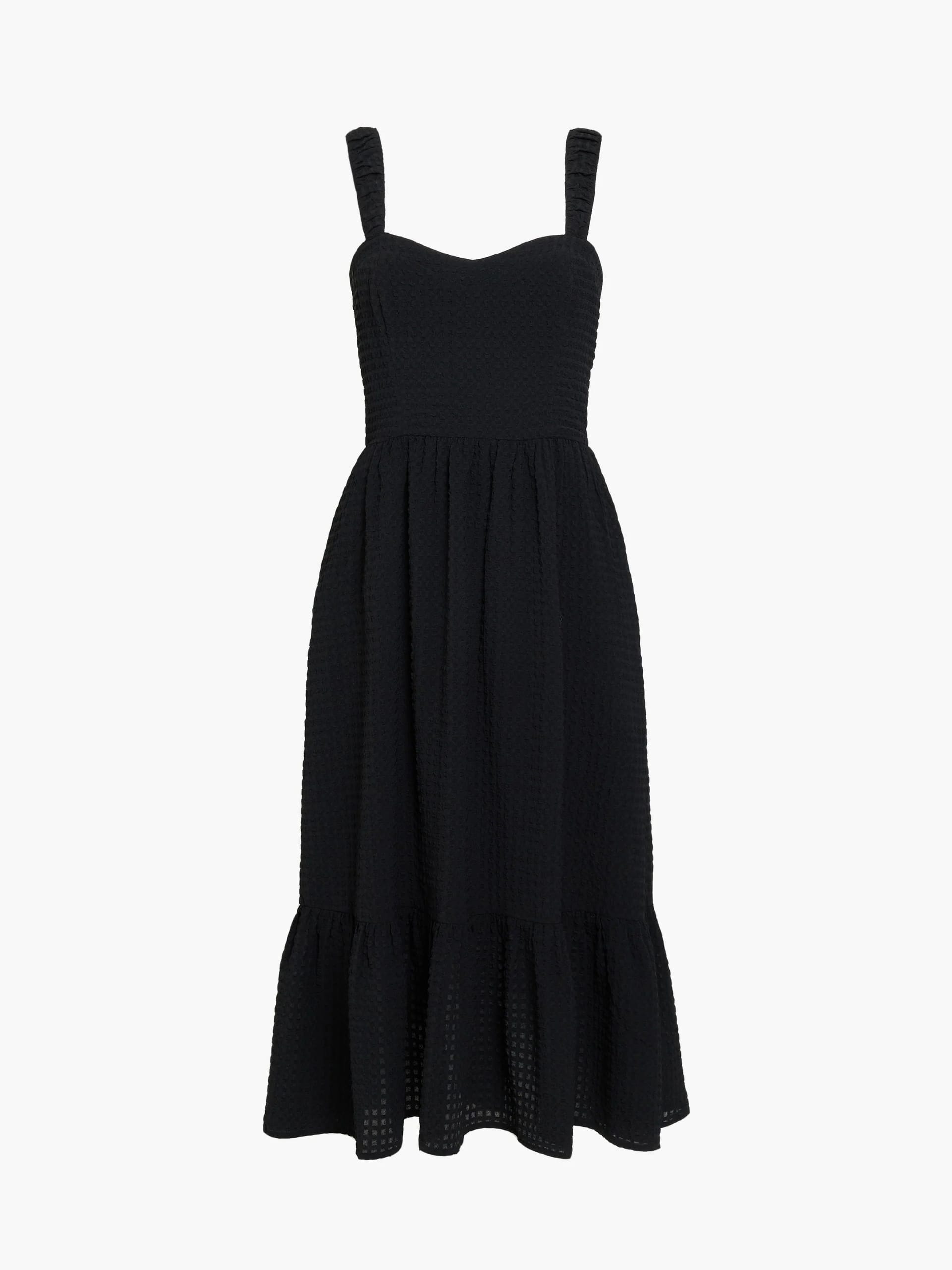 French Connection Black Seersucker Sweetheart Dress