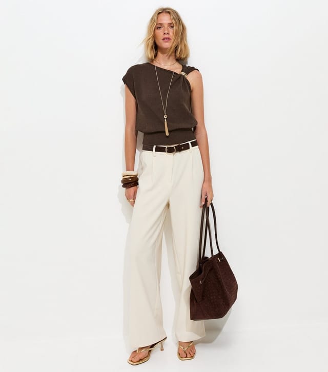 New Look Women's Brown Embellished Shoulder Top New Look - 3