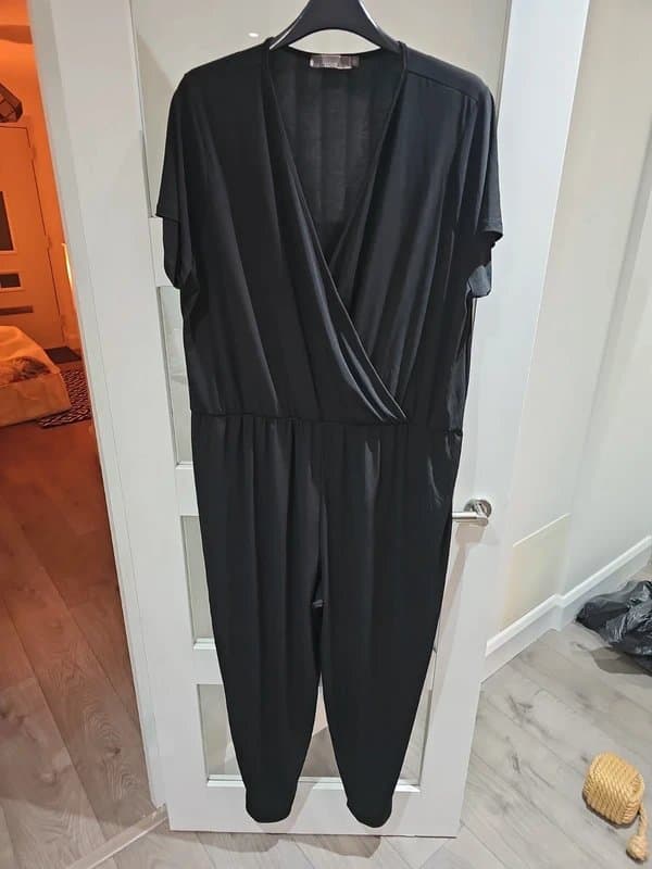 Pink Clove Pink Clove Black Wrap Front Jumpsuit