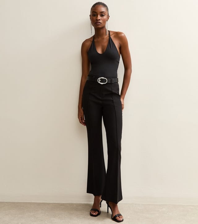 New Look Women's Black Jersey Strappy Halter Top New Look - 3