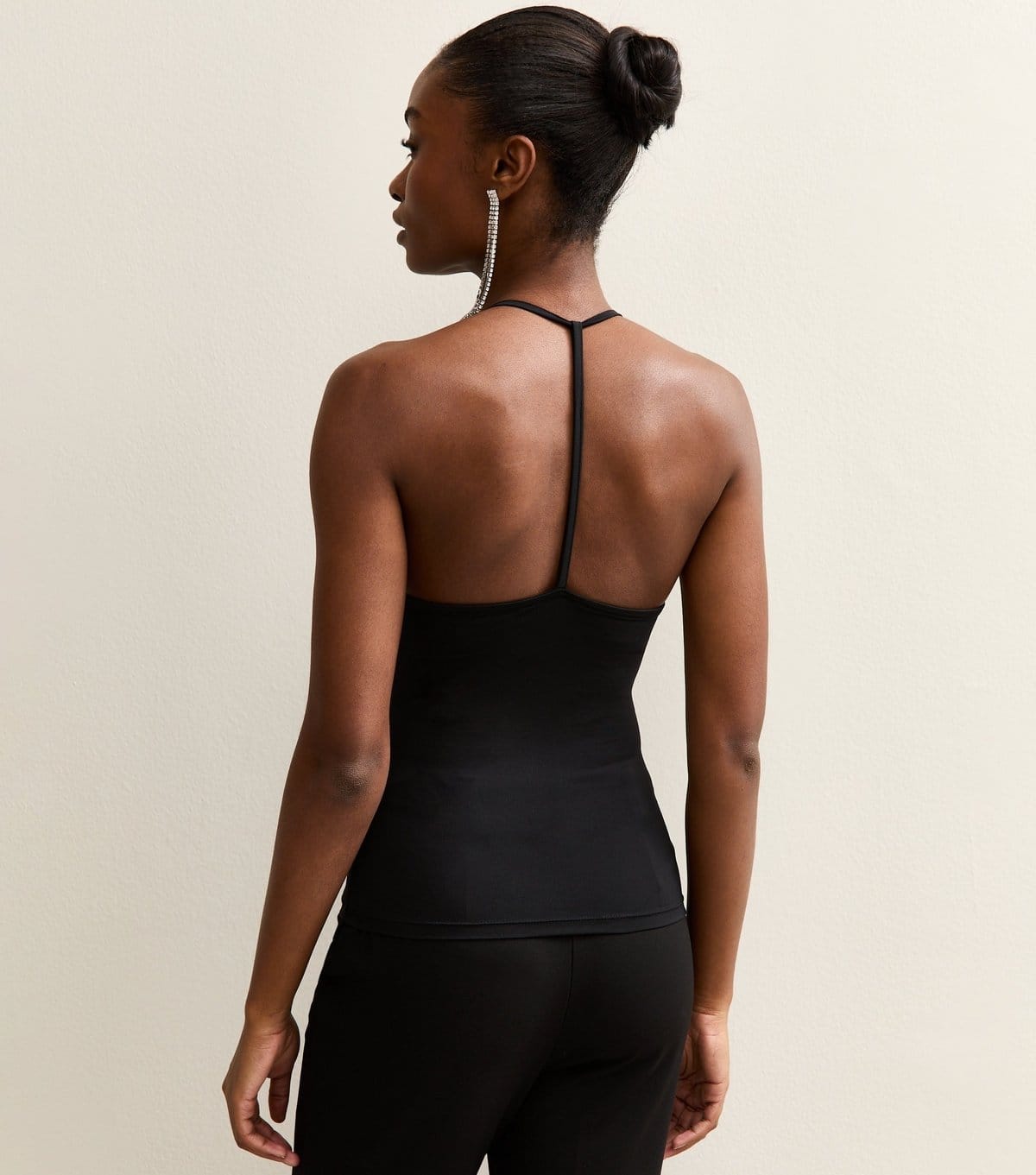 New Look Women's Black Jersey Strappy Halter Top New Look - 4