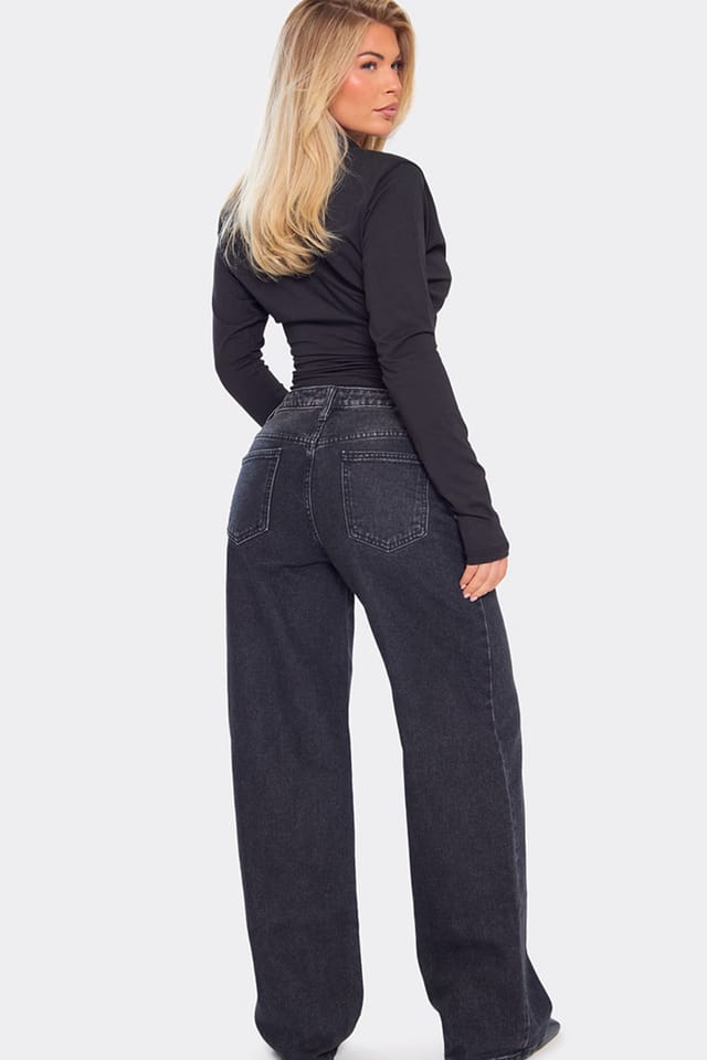 EGO EGO Women's Wide Leg Denim Jeans in Black - 2