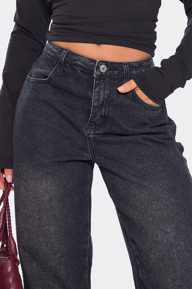 EGO EGO Women's Wide Leg Denim Jeans in Black - 3