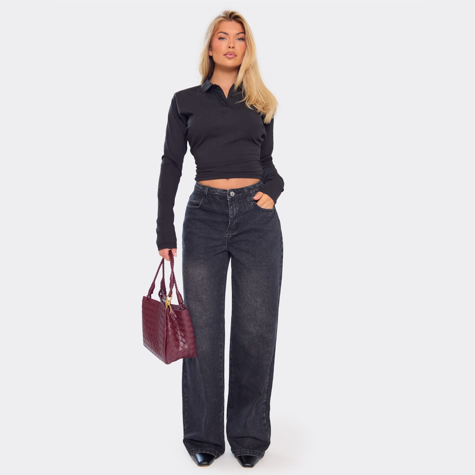 EGO EGO Women's Wide Leg Denim Jeans in Black - 4