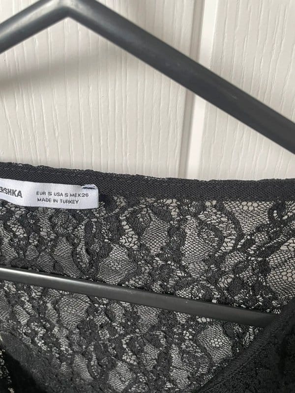 Bershka Black Lace Long Sleeve Bodysuit