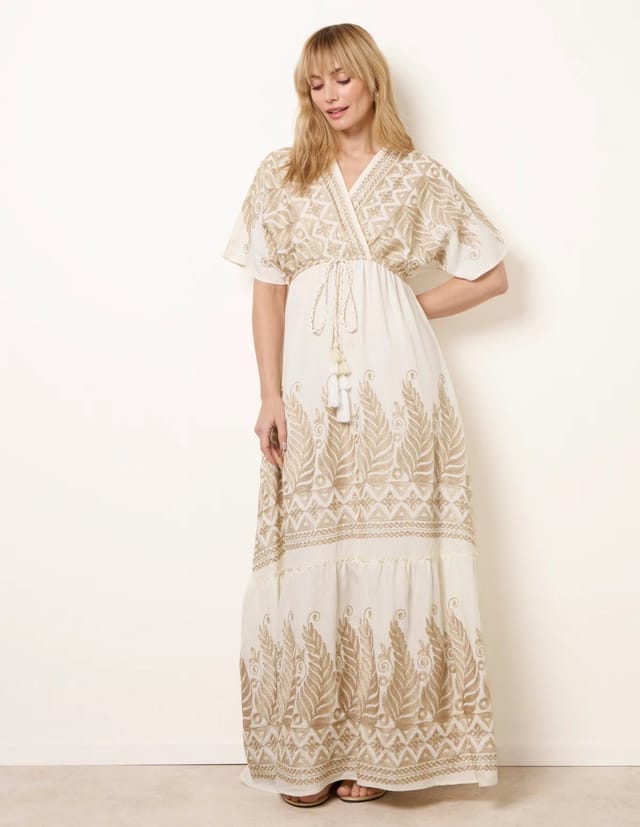 Blue Vanilla Metallic Embroidered Maxi Dress - 3