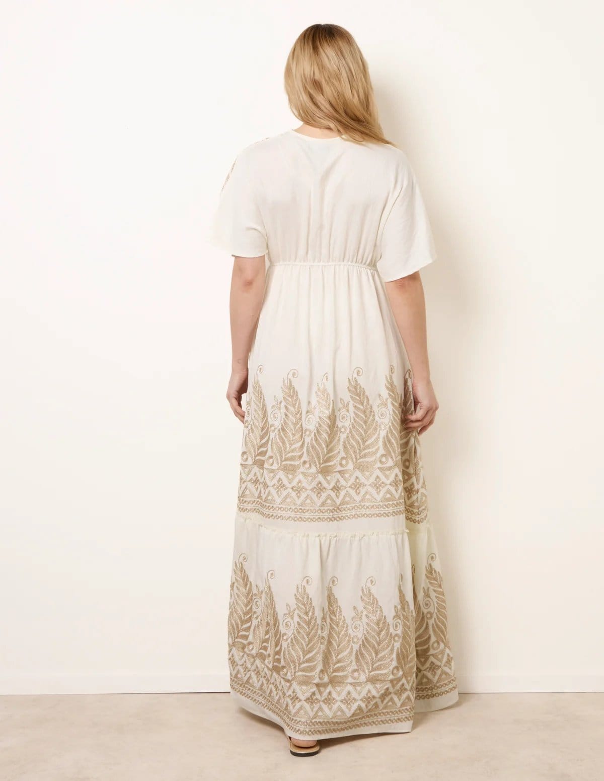 Blue Vanilla Metallic Embroidered Maxi Dress - 4