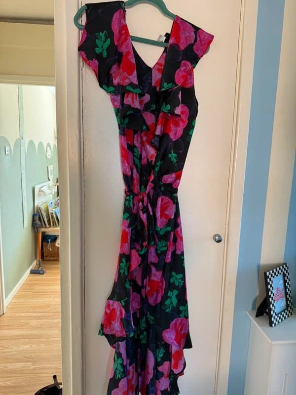 Topshop Topshop Wrap Floral Dress Satin Size 16