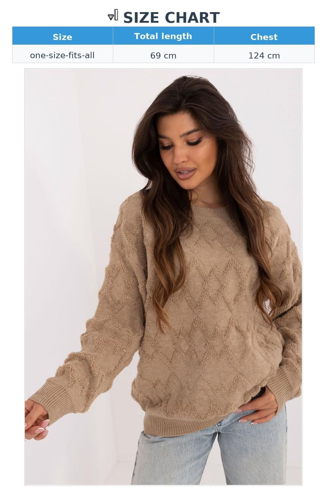 Love Lace Love Lace Women's Everyday Textured Round Neck Knit Sweater in Beige - 4