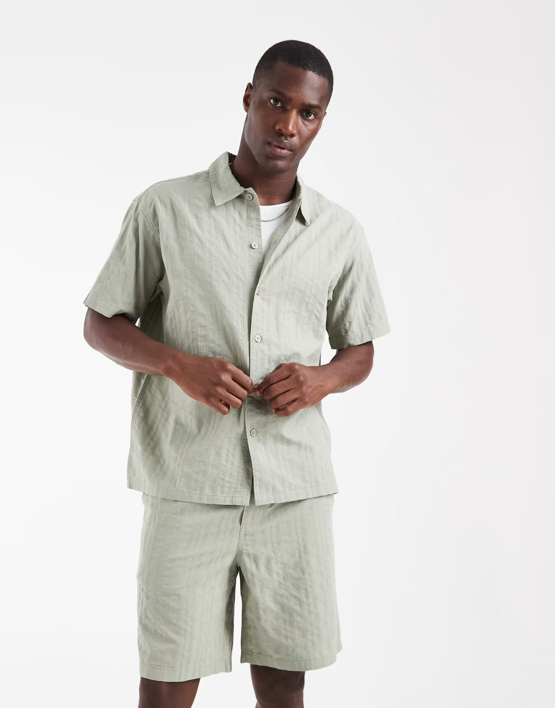 Jack & Jones Light Green Co-ord Short Sleeve Shirt and Shorts Set