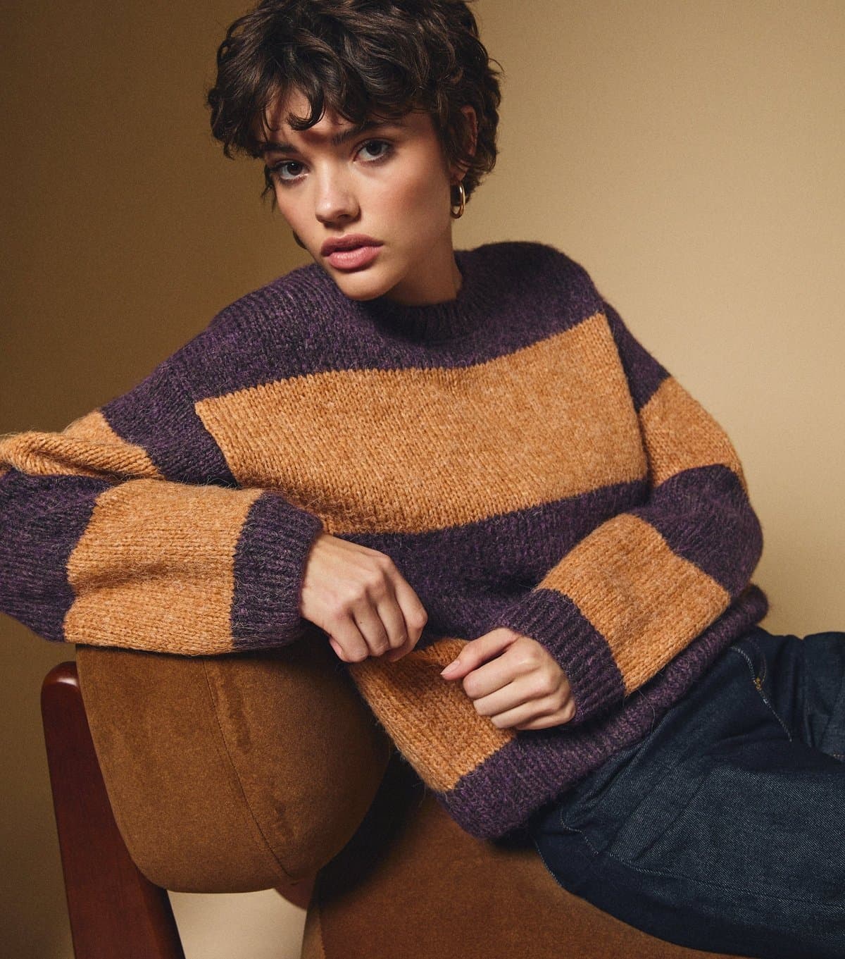 New Look Women's Purple Chunky Wide Stripe Jumper New Look