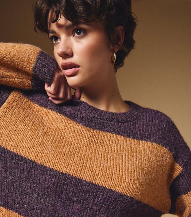 New Look Women's Purple Chunky Wide Stripe Jumper New Look - 3