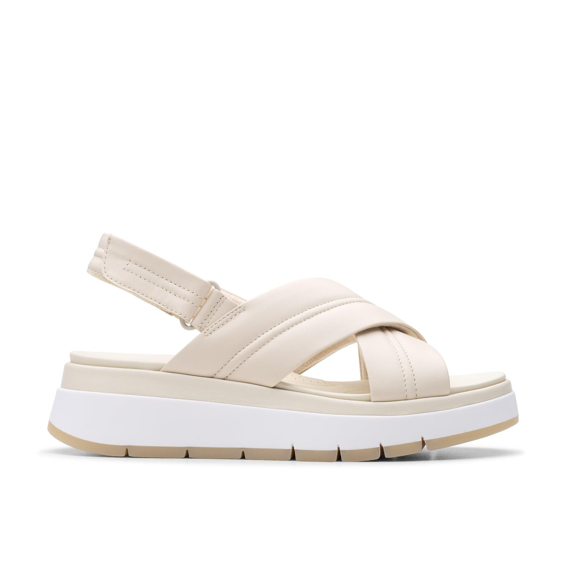 Clarks Clarks Women's Tuscan Cross Cream Leather Wedges in White