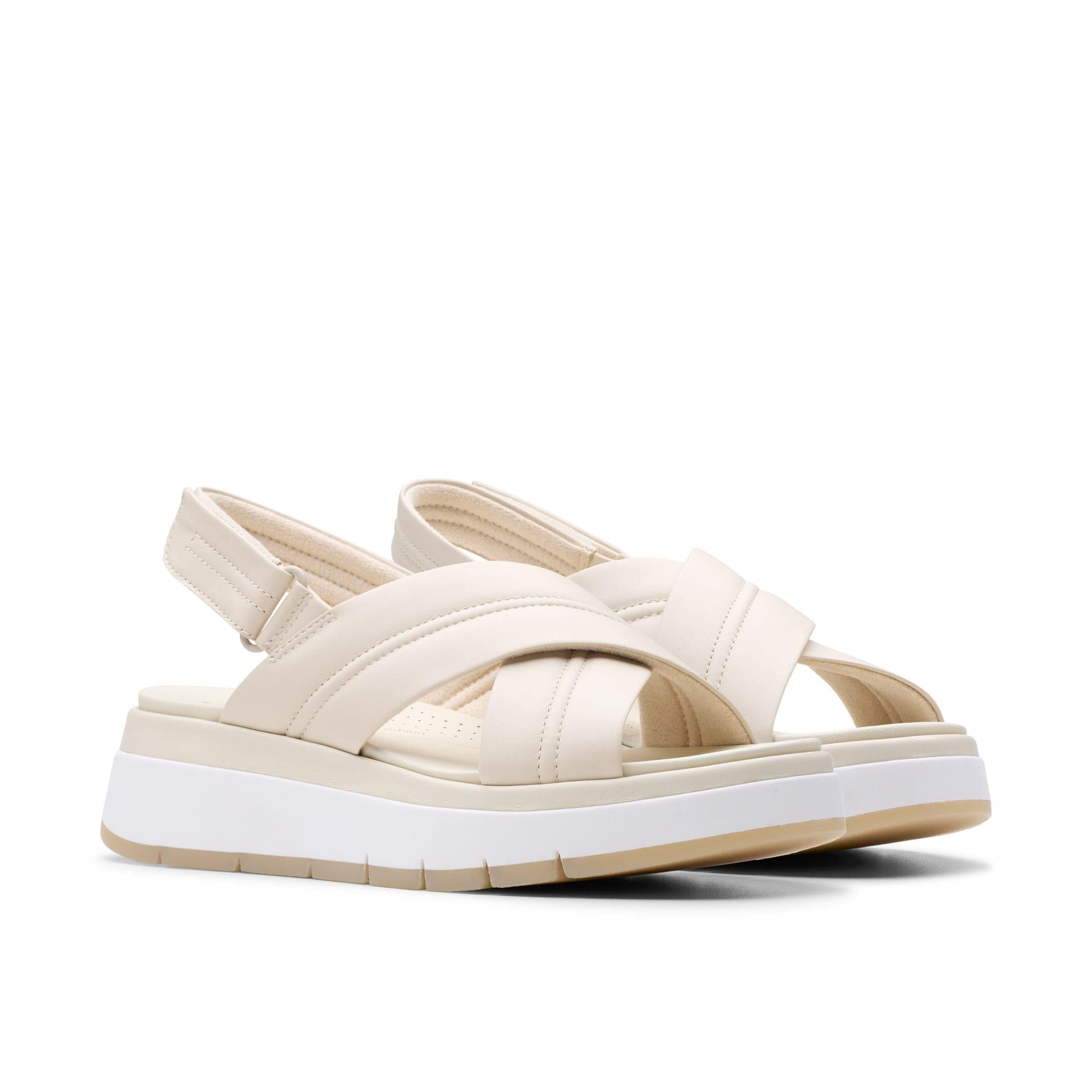 Clarks Clarks Women's Tuscan Cross Cream Leather Wedges in White - 4