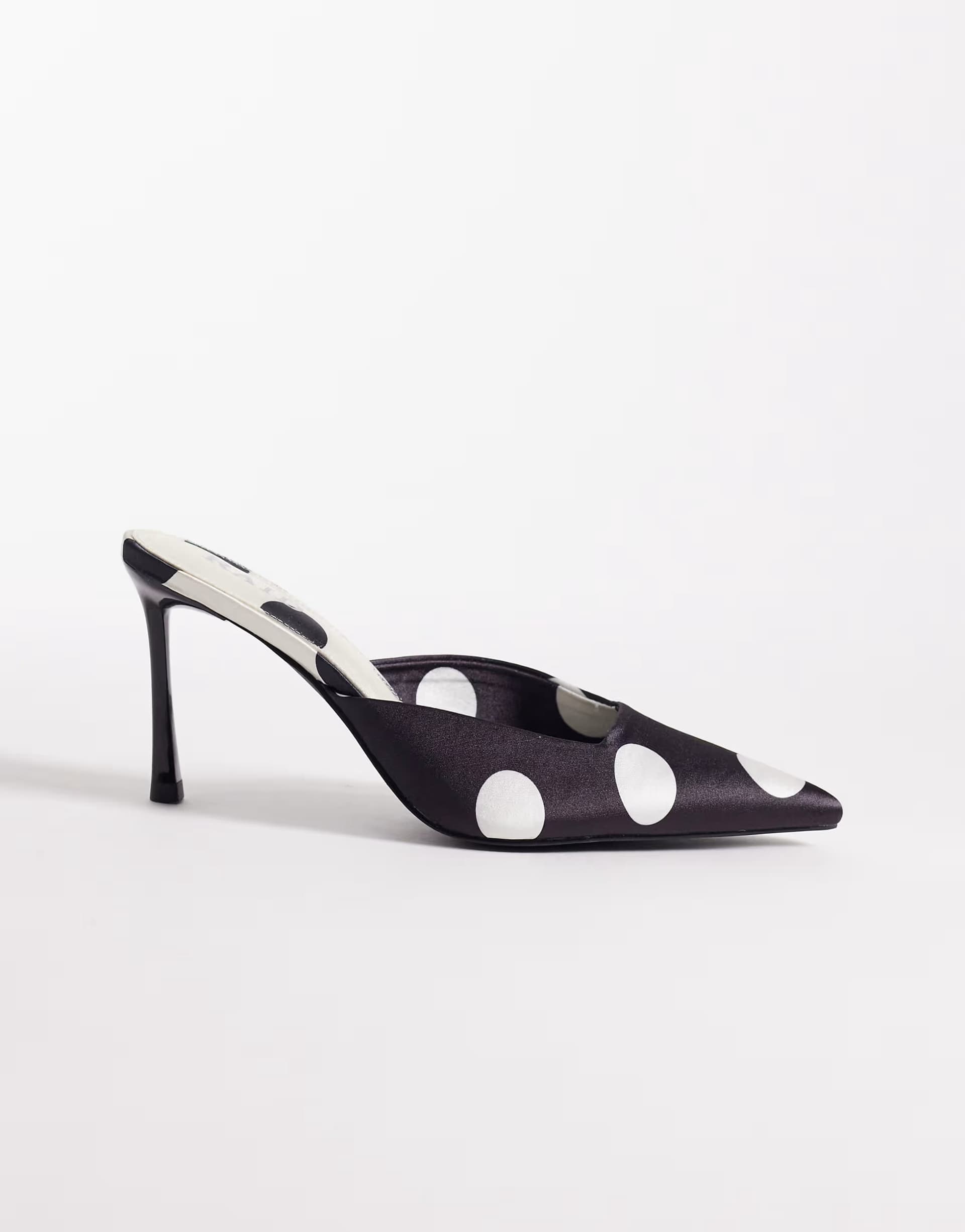 ASOS ASOS Black And White Polka Dot Heeled Mules