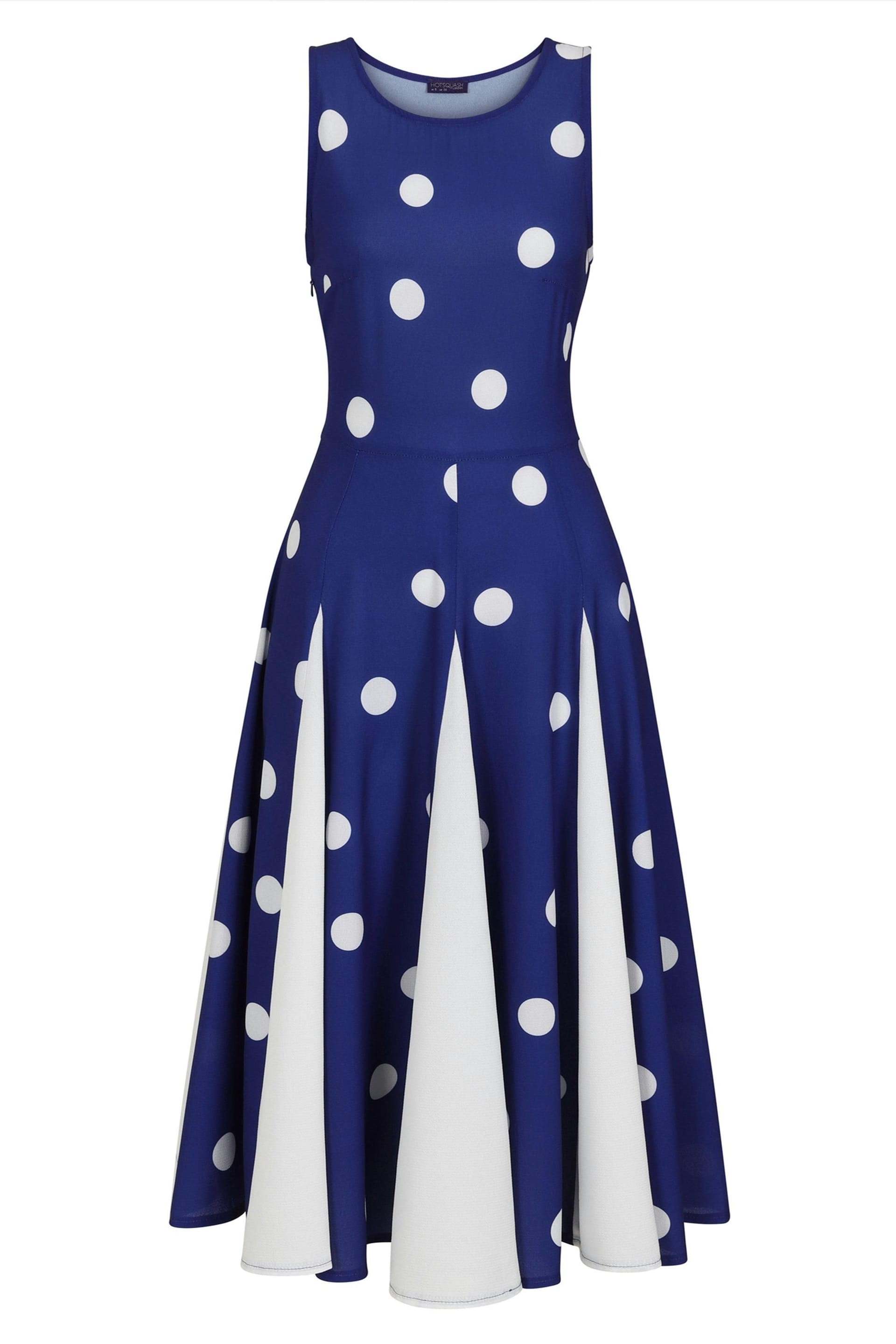Hot Squash Hot Squash Women's Box Pleat Midi Dress with Contrast Skirt in Navy - 4