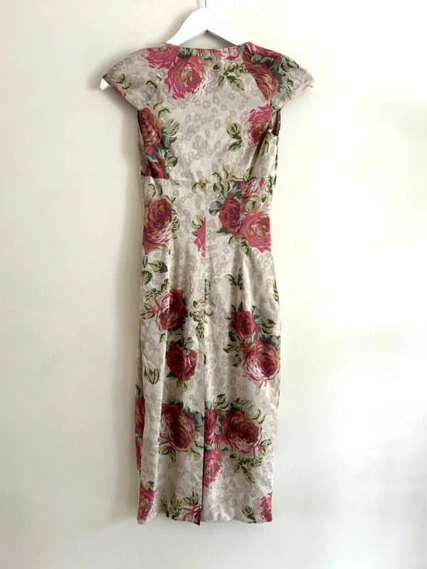 Karen Millen 💖 Karen Millen Floral Pencil Dress UK 8 Wedding Guest Races Occasion Rose Print Midi