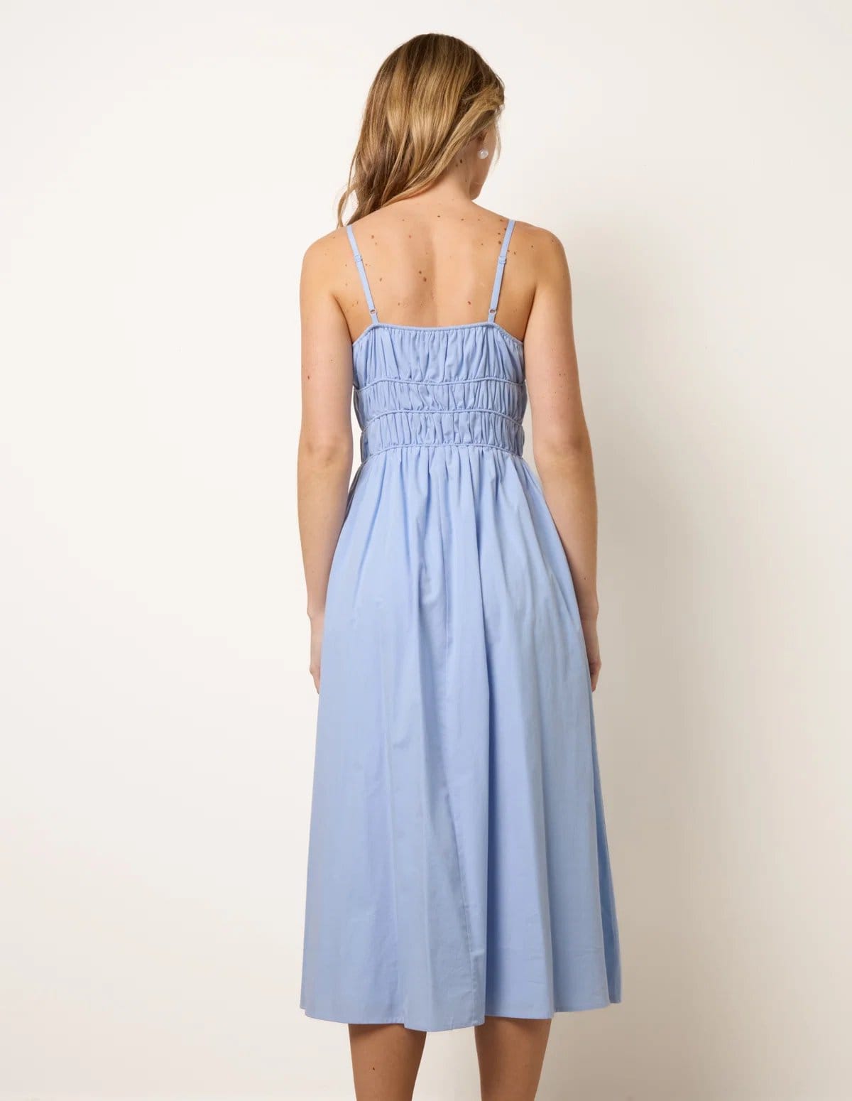 Blue Vanilla Ruched Binding Strappy Midi Dress - 4