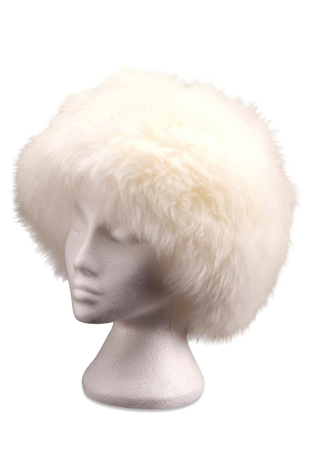 Nordvek Nordvek Women's Classic Zhivago Style Sheepskin Hat in White - 3