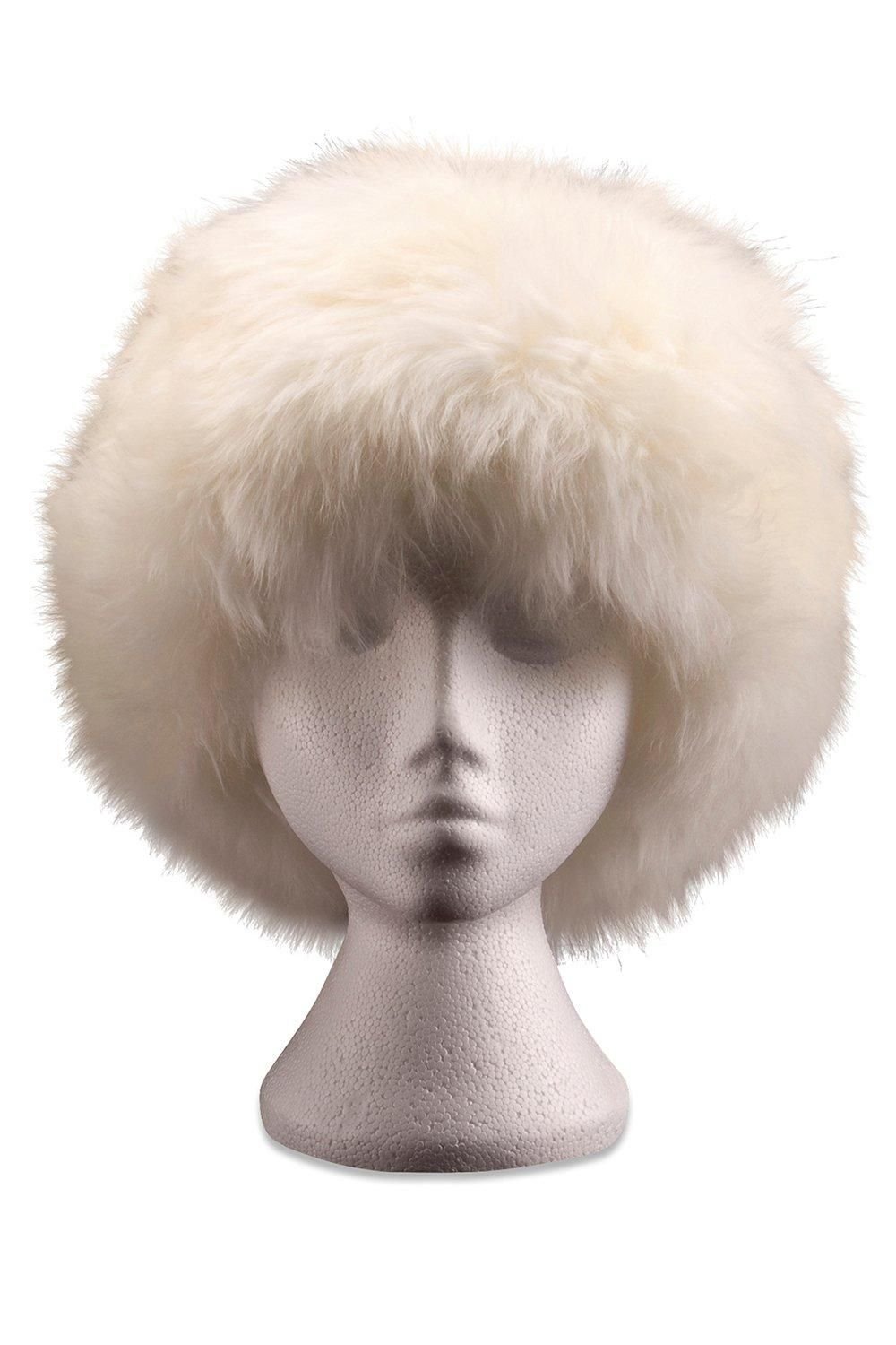 Nordvek Nordvek Women's Classic Zhivago Style Sheepskin Hat in White - 4