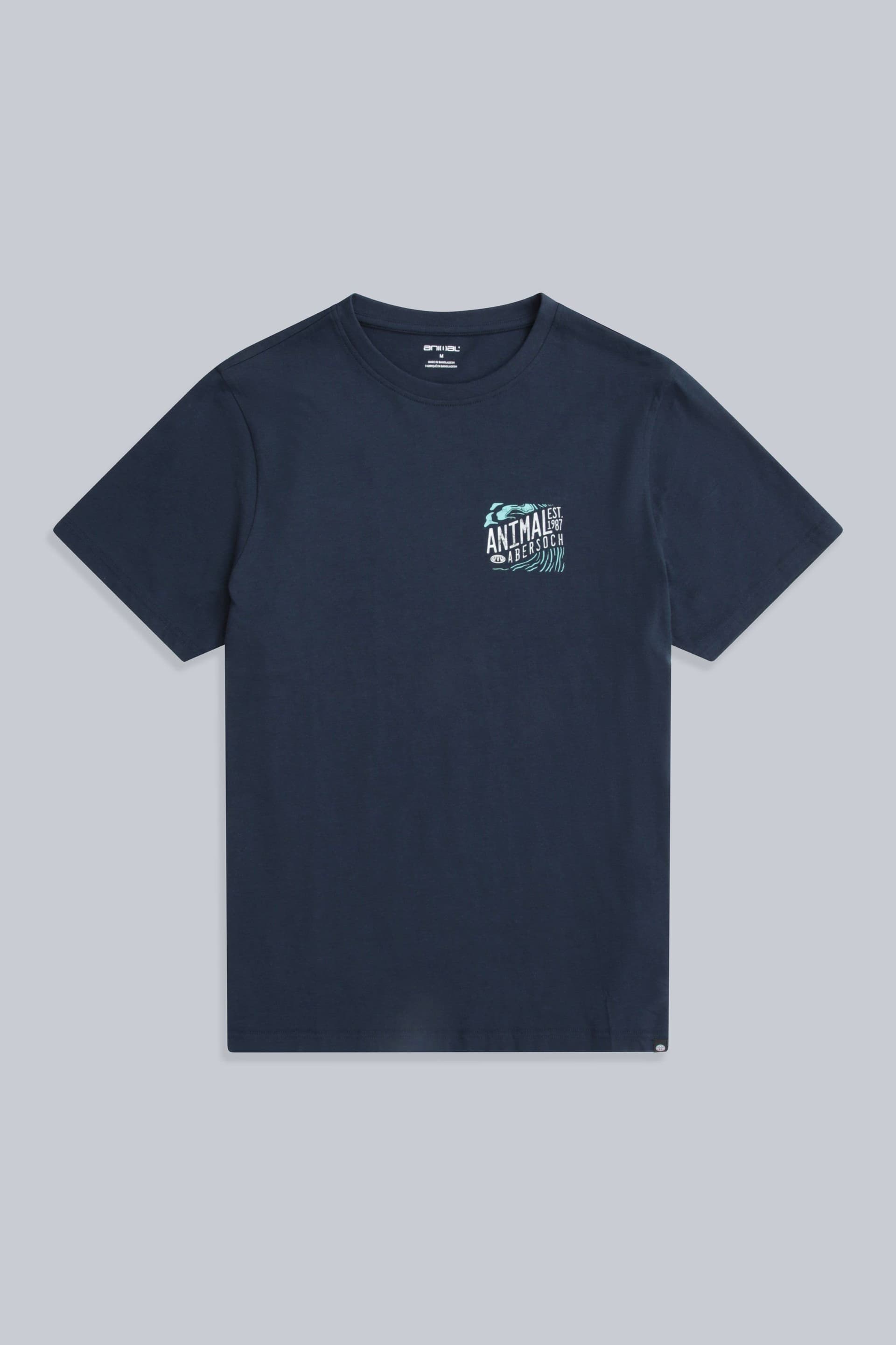 Animal Animal Men's 'Jacob' Abersoch Print Lightweight Short Sleeve Relaxed Fit T-Shirt in Navy