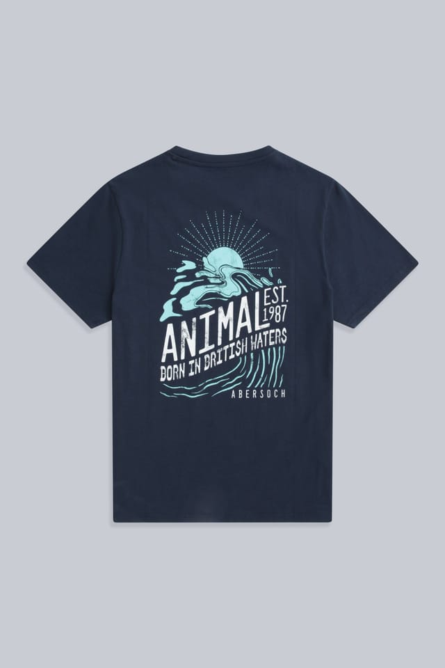 Animal Animal Men's 'Jacob' Abersoch Print Lightweight Short Sleeve Relaxed Fit T-Shirt in Navy - 2